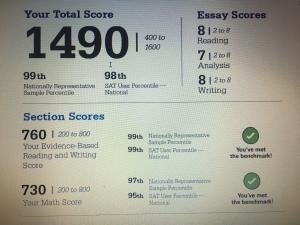 Screenshot from my CollegeBoard account showing a 1490 on the SAT