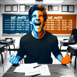 A student celebrating their SAT math score.